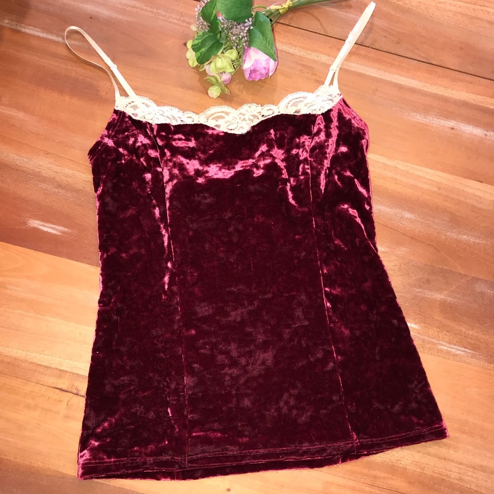 Banana Republic Burgundy Stretchy Velvet Tank Top